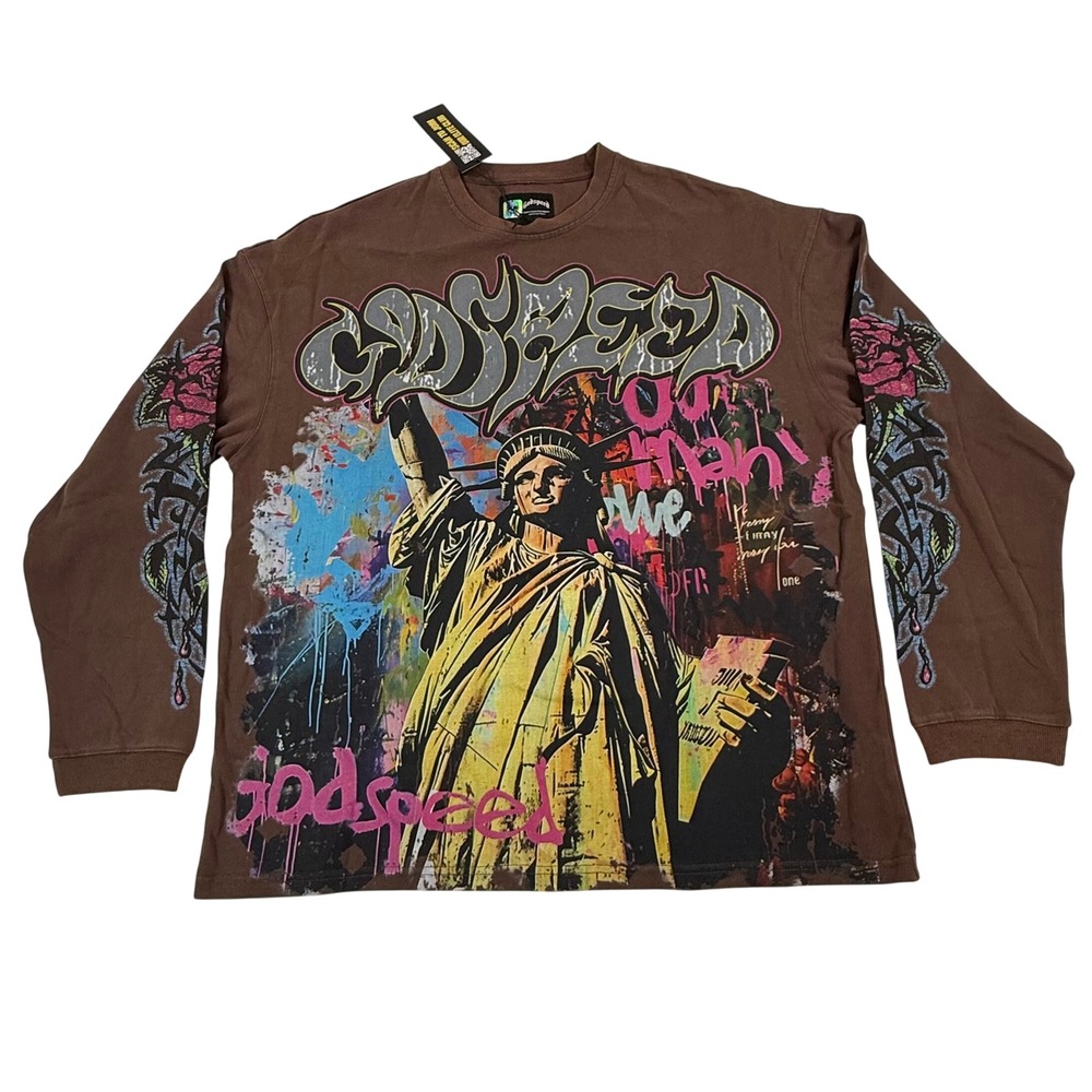 Godspeed Rarity Collection MMXXIV Brown Statue of Liberty Long Sleeve Shirt XL